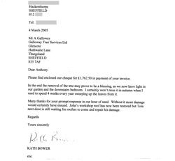 Cutomer Testimonial from Kath Bower, Sheffield Cutomer Testimonial from Kath Bower, Sheffield